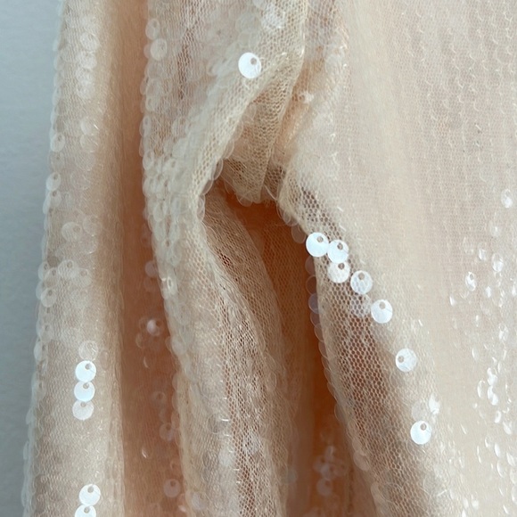 Elodie Sequin Tie Front Top Cropped Nude Tan NWOT - Picture 9 of 12